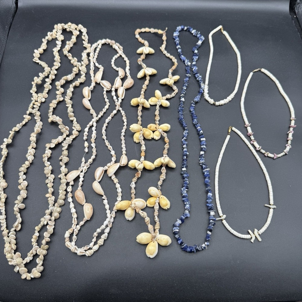 Lot of 9 Vintage Shells & Stone Necklaces Costume Jewelry Necklaces